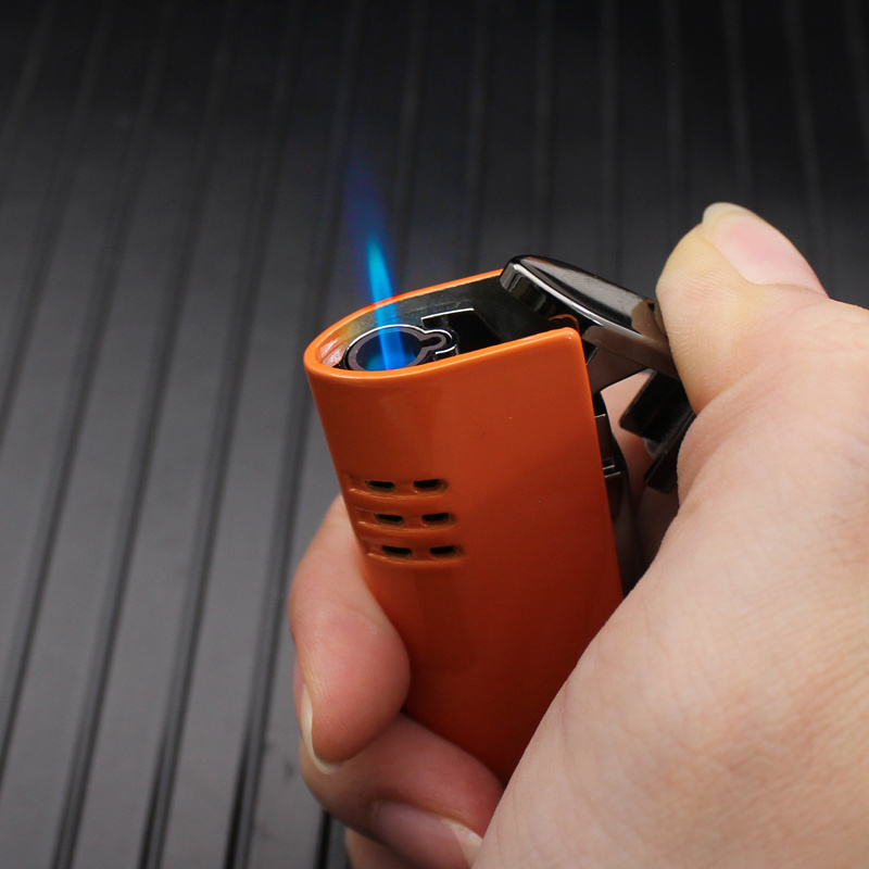 BD412b    creative direct jet windproof lighter metal gas cigarette lighter outdoor cigarette set wholesale