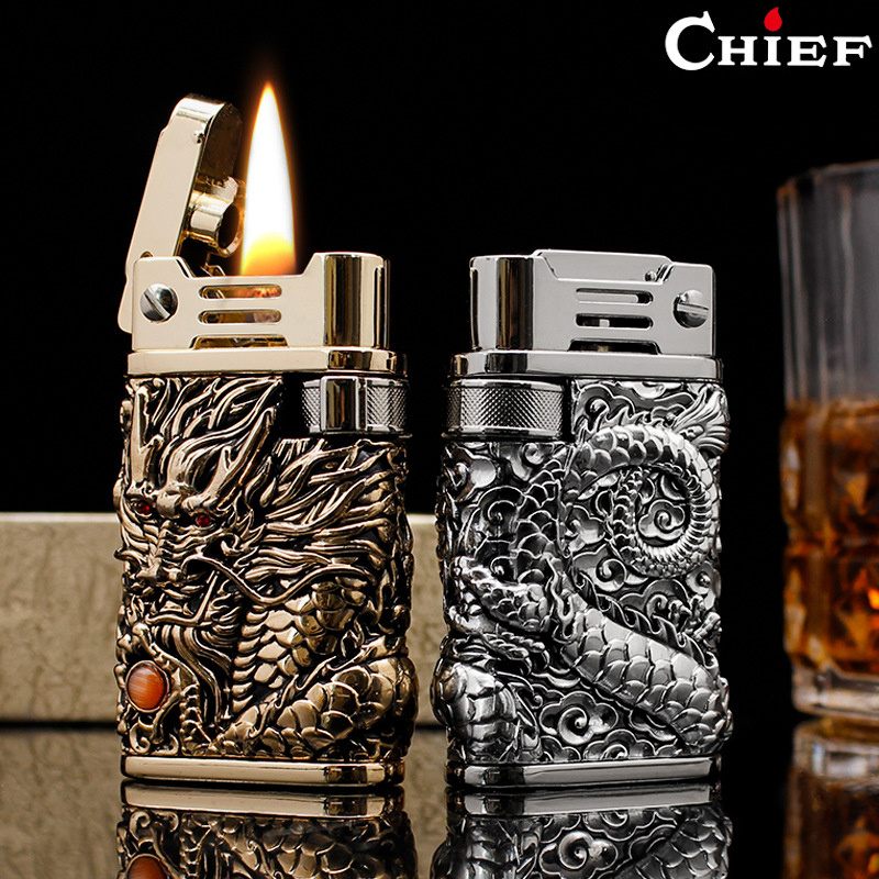 Chief kuijialong Creative kerosene lighter Open Flame cigarette lighter grinding wheel ignition indoor and outdoor lighter