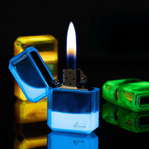 MR816   transparent luminous quicksand kerosene lighter creative grinding wheel open flame cigarette lighter wholesale