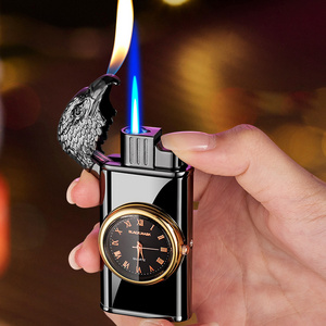 HT2202-2    Creative Eagle Head Dial Double Fire Switching Lighter Metal Jet Flame Open Fire Cigarette Lighter Wholesale