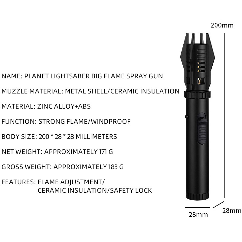 HYK39 Planet Lightsaber Handle Shaped Jet Flame Lighter Metal Lockable Fire Windproof Spray Torch Wholesale