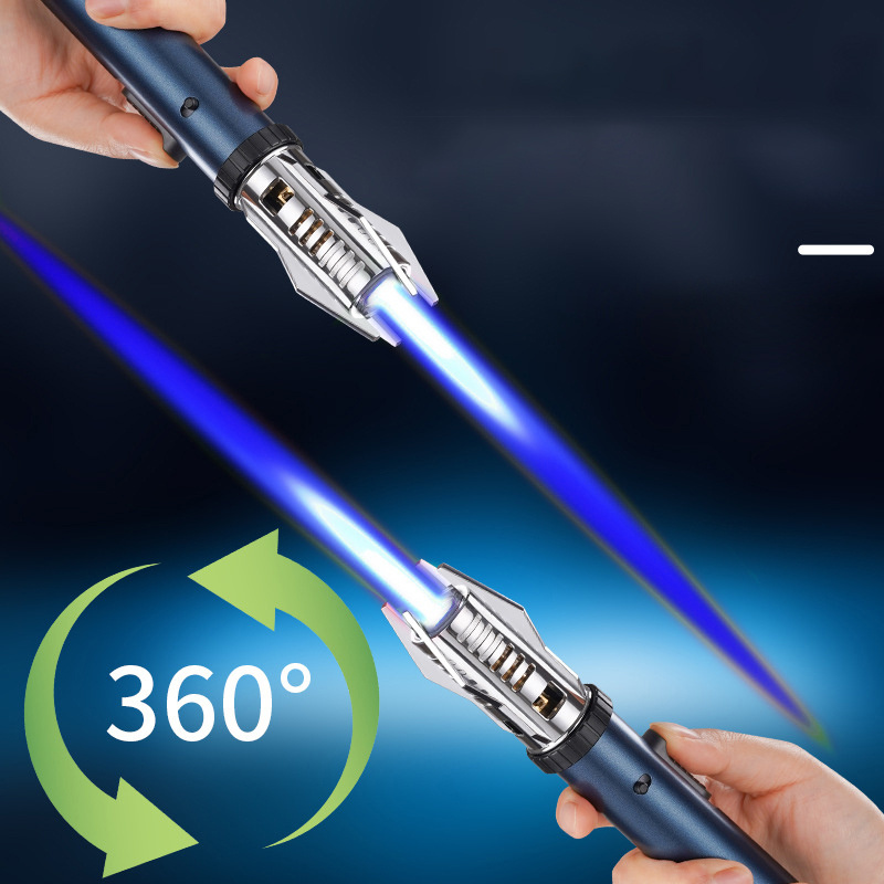 HYK39 Planet Lightsaber Handle Shaped Jet Flame Lighter Metal Lockable Fire Windproof Spray Torch Wholesale