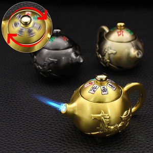 MK8088 Creative Rotating Gyro Tea Pot Lighter Metal Windproof Jet Flame Cigarette Lighter Wholesale