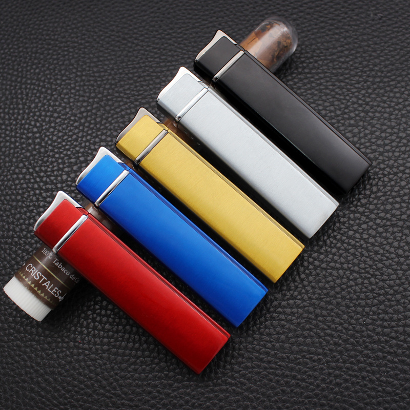 BD262B   creative windproof green flame lighter metal gas cigarette lighter outdoor cigarette set wholesale