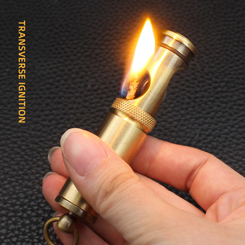 HY682 Creative Retro Kerosene Lighter Metal Waterproof Old style Cotton Oil Grinding Wheel Lighter Wholesale