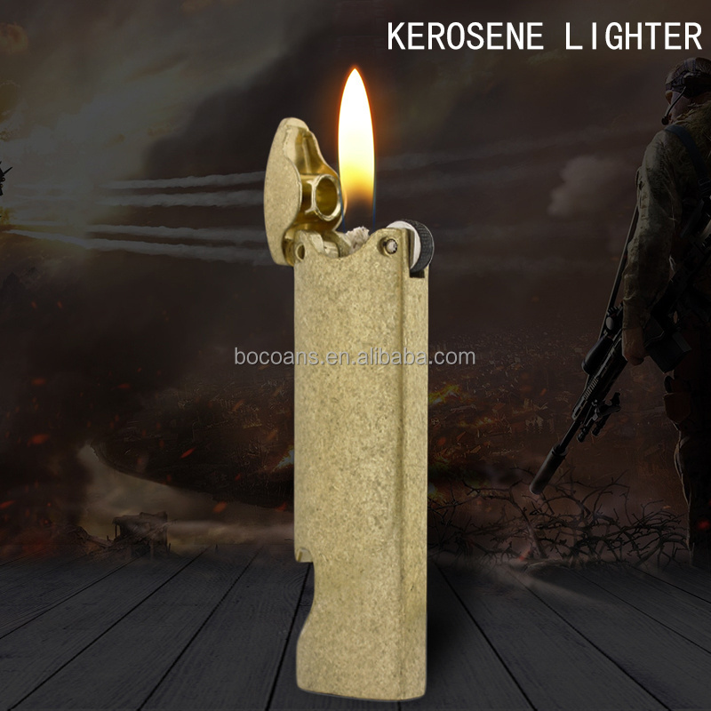 HY675  Creative long metal grinding wheel kerosene lighter Open Flame cigarette lighter bottle opener multifunctional lighter