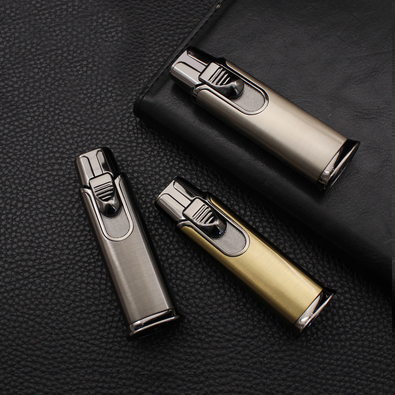 BD420 Creative Double Fire Jet Flame Lighter Metal Business Inflatable Windproof Cigarette Lighter Gift Box Wholesale