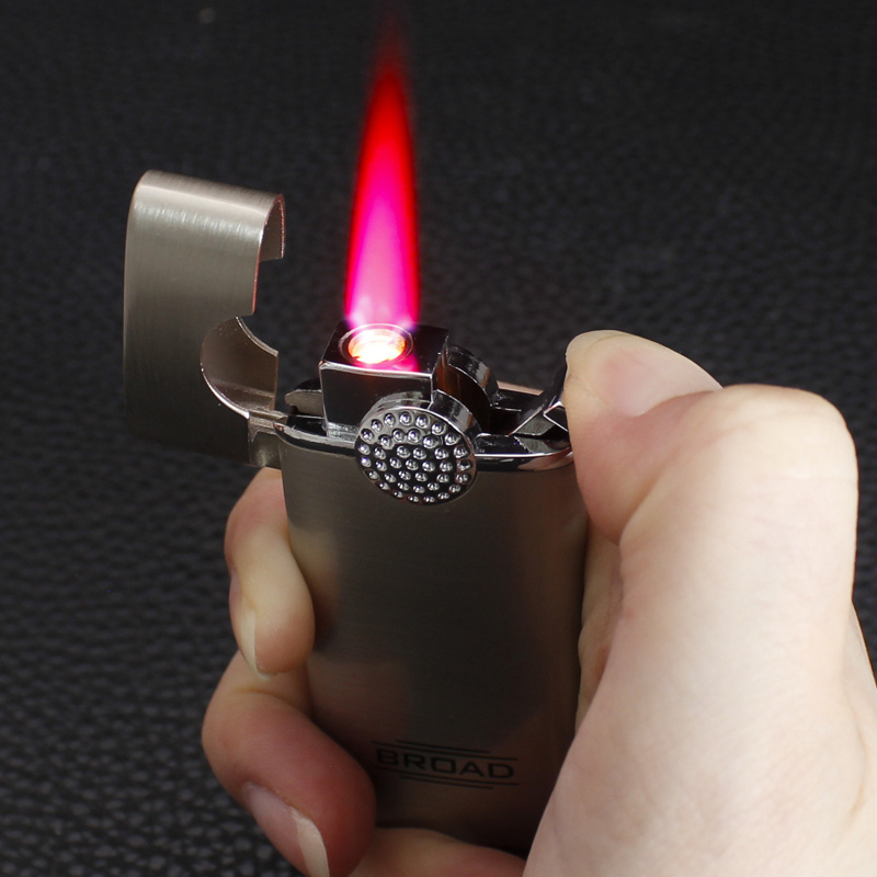 BD203  Creative Windproof Red Flame Lighter Metal Inflatable Cigarette Lighter Cigarette Wholesale