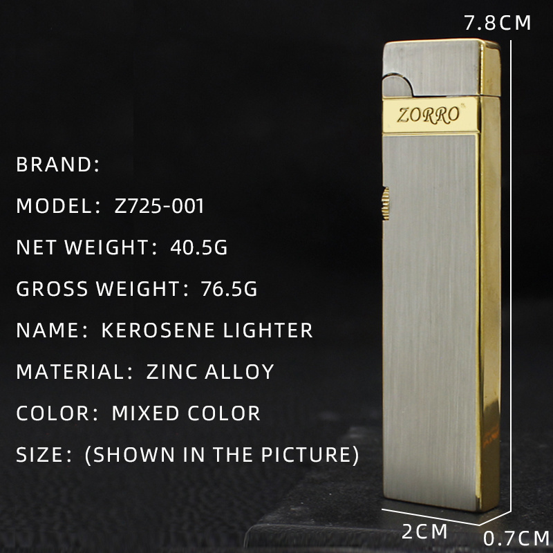 ZORRO  Z725 001   Small and Portable Grinding Wheel Lighter Metal Kerosene Cigar Lighter Wholesale