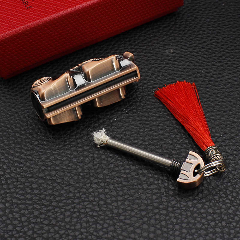 BZ018   creative match pixiu kerosene lighter metal key chain open flame cigarette lighter wholesale