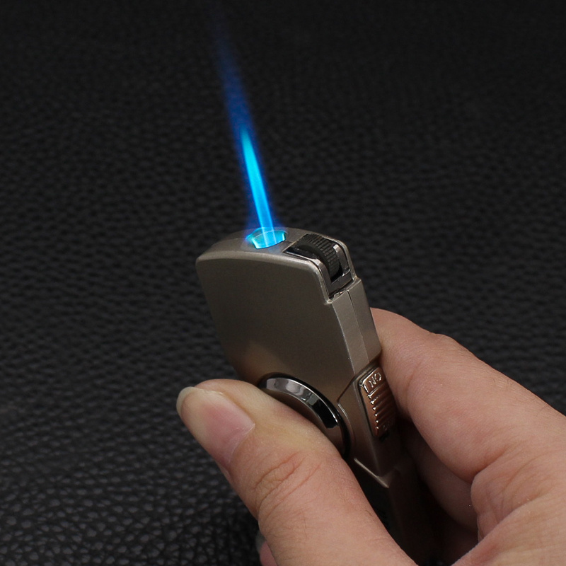 BD325     Windproof inflatable lighter blue flame grinding wheel ignition rotary metal lighter