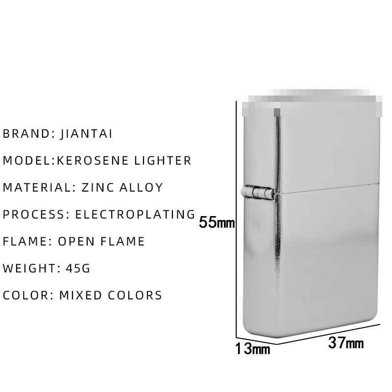 JT     Metal Light Plate Kerosene Machine Grinding Wheel Open Fire Windproof Cotton Oil Lighter Retro Lighter Wholesale