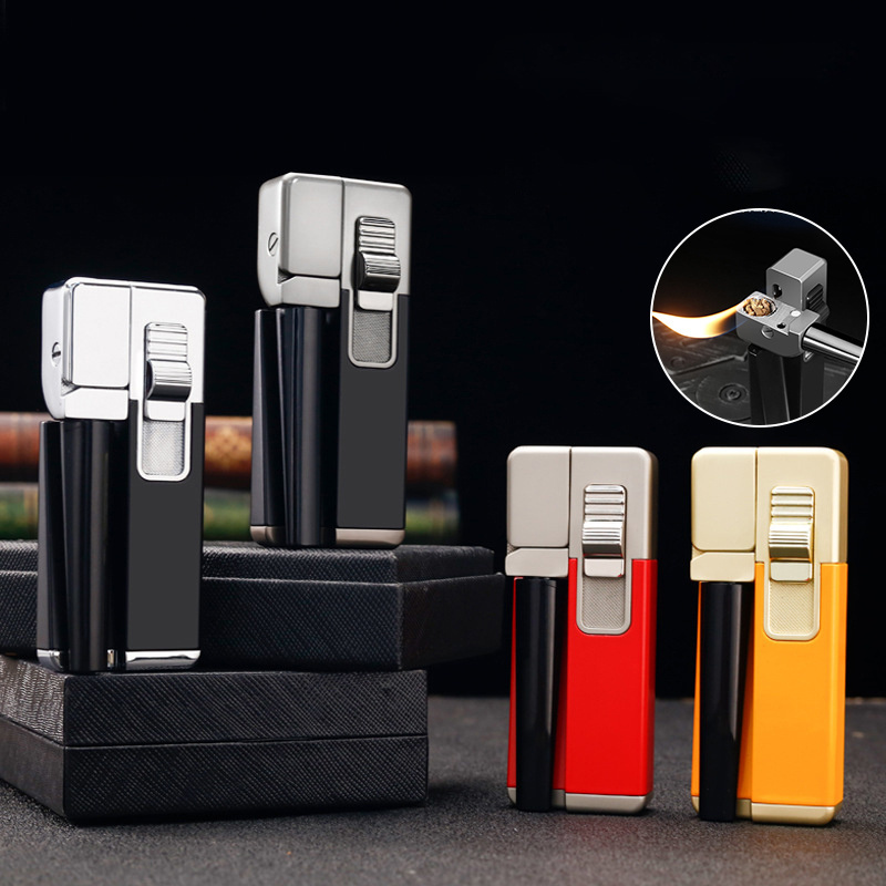 JOBON   ZB7002   New Metal Folding Integrated Inflatable Oblique Flame Open Flame Lighter Gift Box Wholesale