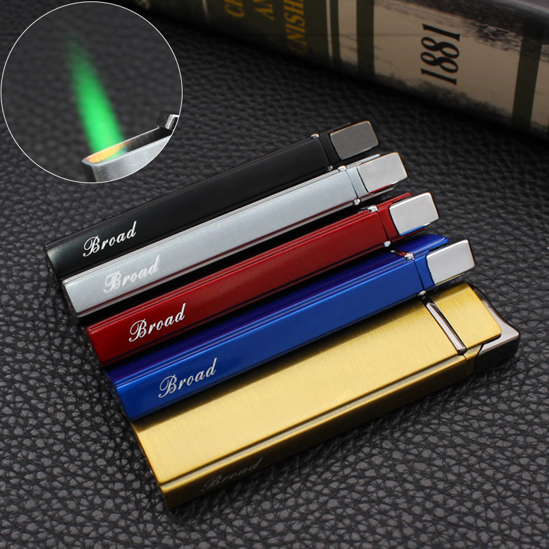 BD262B   creative windproof green flame lighter metal gas cigarette lighter outdoor cigarette set wholesale