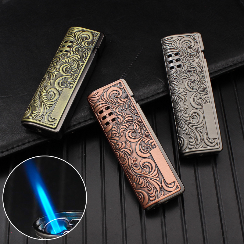 BD412-1  Creative Tang Grass Relief Craft Windproof Lighter Metal Jet Flame Gas Cigarette Lighter Wholesale