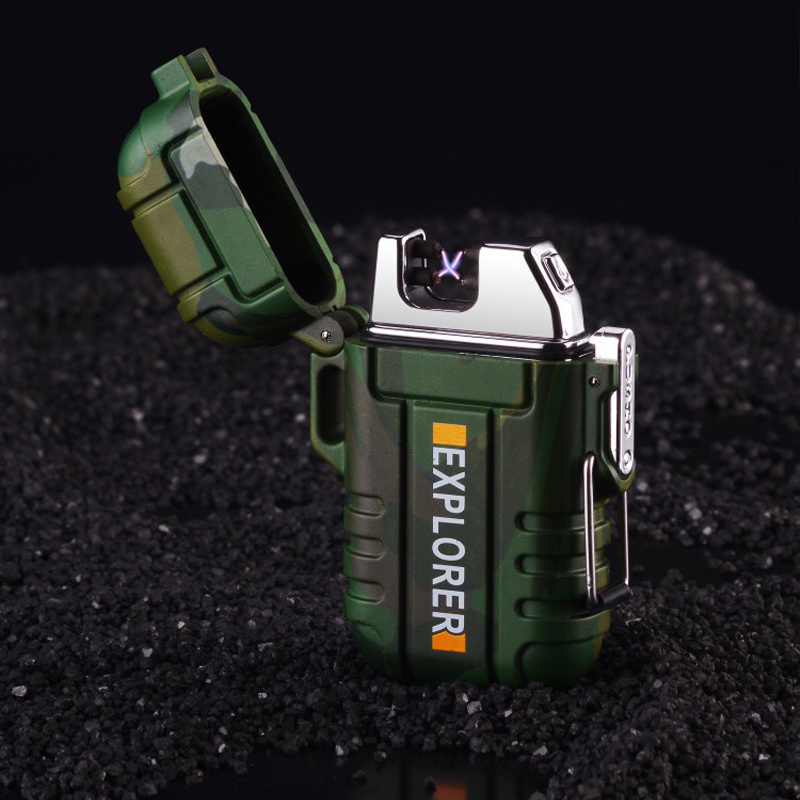 F12 Double Arc Charging Lighter Creative Wind proof and Waterproof Lighter Smoking Set Wholesale