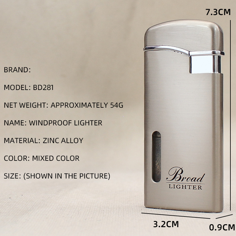 BD281 Creative Windproof Lighter Metal Visible Gas Warehouse Filling Cigarette Lighter Wholesale