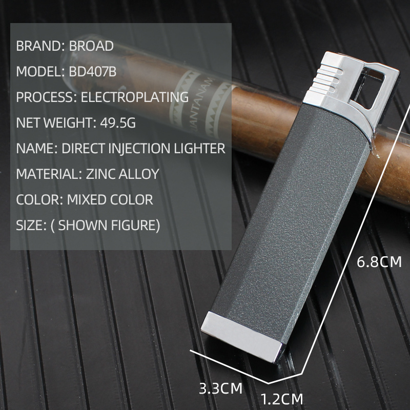 BD407B creative direct jet windproof lighter metal gas cigarette lighter outdoor cigarette set wholesale