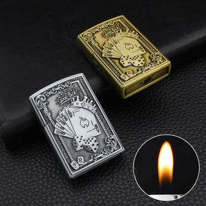 Z1184  Creative Carving Technology Grinding Wheel Cigarette Lighter Metal Open Flame Inflatable Lighter Cigarette Wholesale