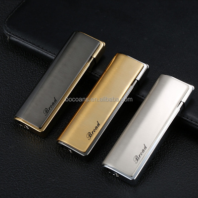 BD412   creative windproof lighter metal direct fire Blue Flame cigarette lighter cigarette set wholesale