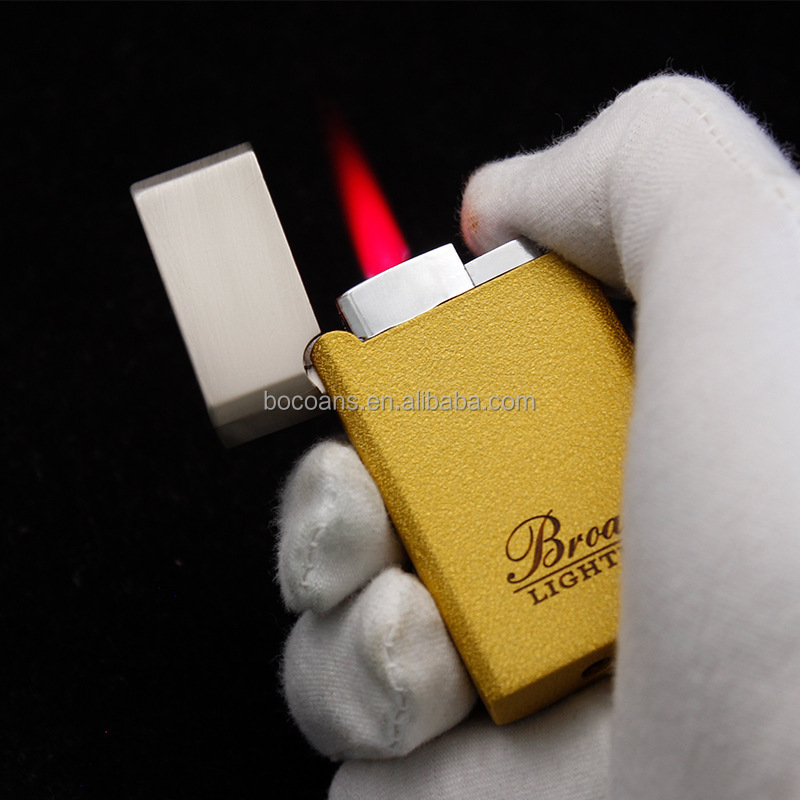 BD235-6   metal inflatable lighter creative wrinkle paint red flame windproof lighter cigarette set wholesale