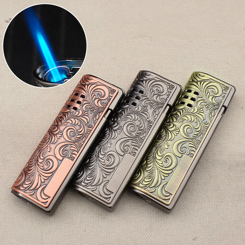 BD412-1  Creative Tang Grass Relief Craft Windproof Lighter Metal Jet Flame Gas Cigarette Lighter Wholesale