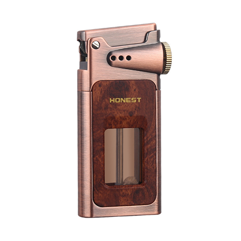 HONEST    LONGJIAO 1   Creative Kerosene Lighter Metal Transparent Large Capacity Oil Warehouse Retro Lighter Gift Box Wholesale