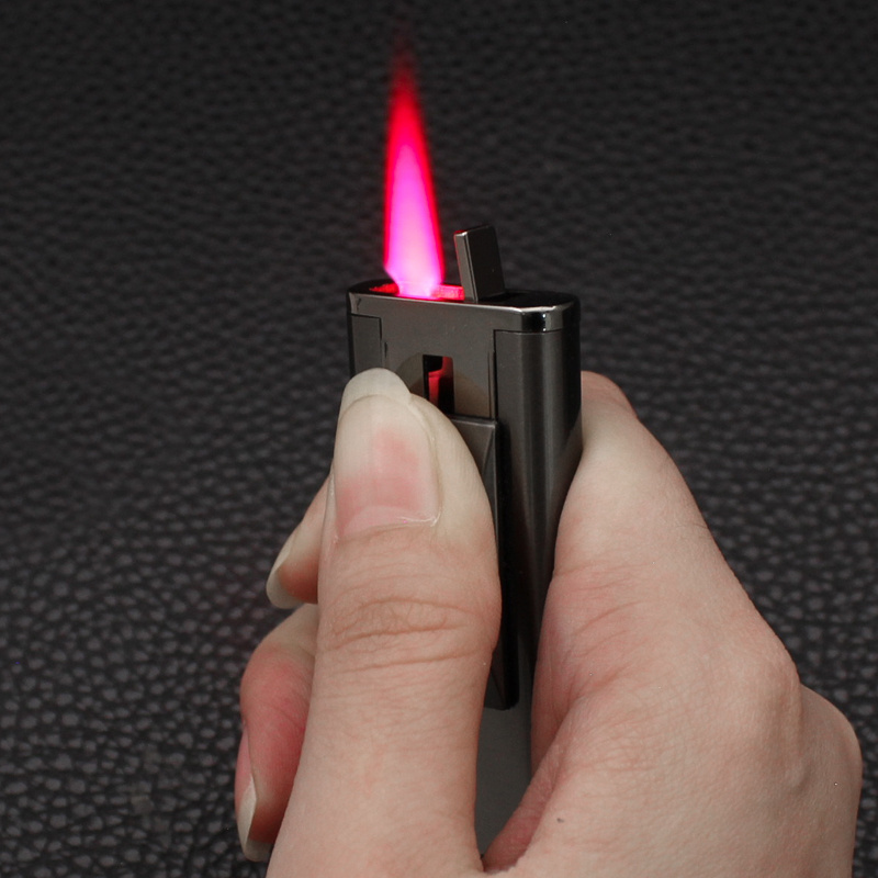 BD270 Creative Pull Down Ignition Windproof Red Flame Lighter Metal Business Inflatable Igniter Cigarette Wholesale