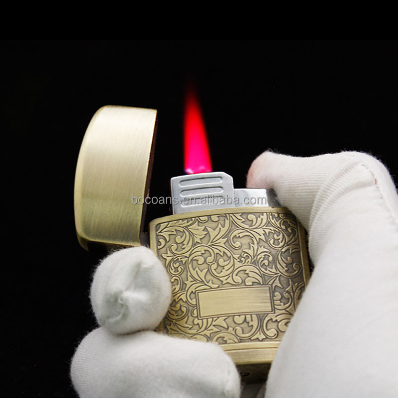 Broad 256-1 creative inflatable lighter windproof Red Flame cigarette lighter personalized wire drawing metal lighter wholesale