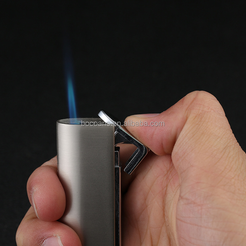 BD412   creative windproof lighter metal direct fire Blue Flame cigarette lighter cigarette set wholesale