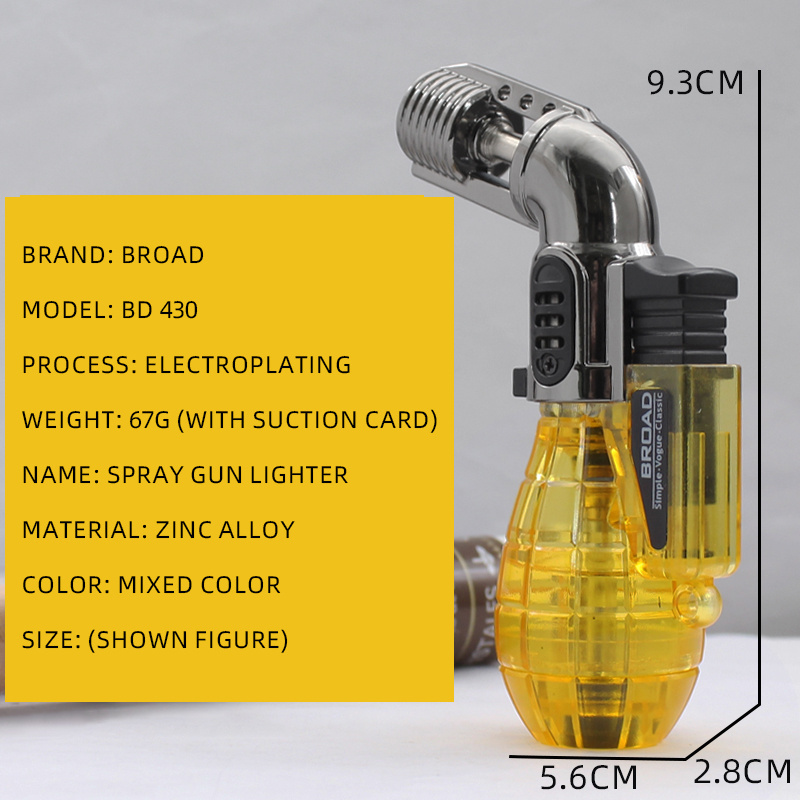 BROAD Bd430 creative cigar small spray gun metal direct jet windproof gas lighter lockable Flame cigarette set wholesale