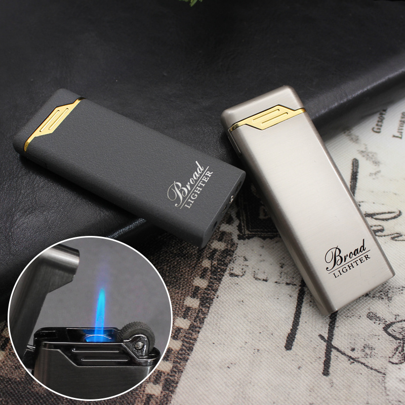 BD327    creative grinding wheel direct jet windproof lighter metal gas cigarette lighter outdoor cigarette set wholesale