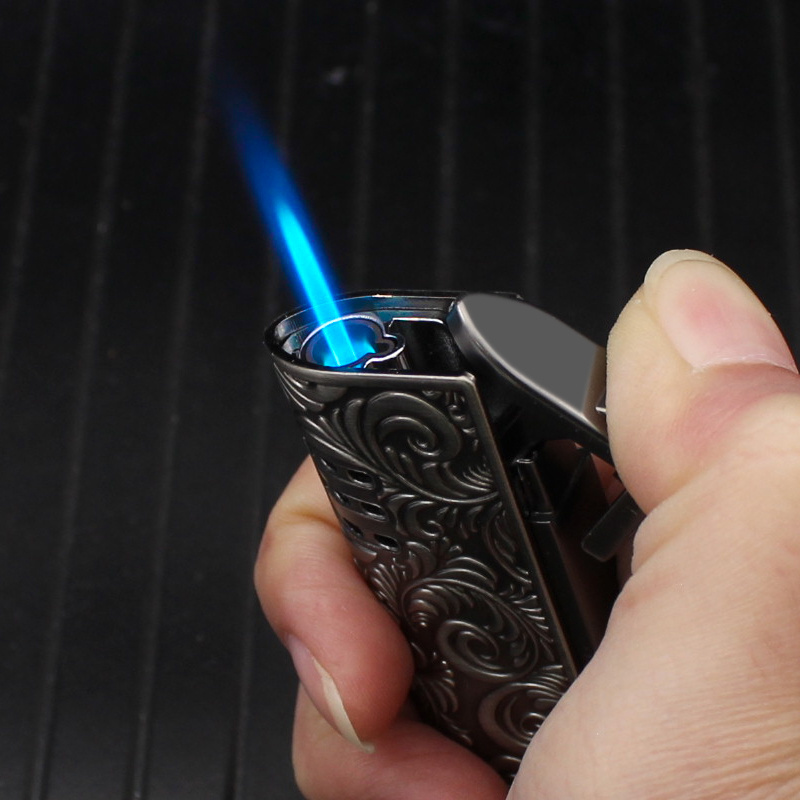 BD412-1  Creative Tang Grass Relief Craft Windproof Lighter Metal Jet Flame Gas Cigarette Lighter Wholesale