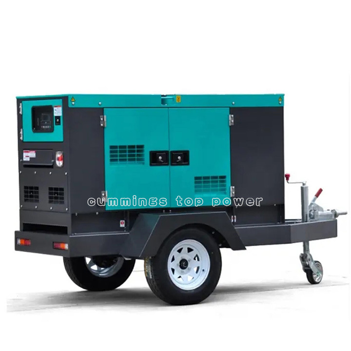 electric power 60hz 230V 64kw 80kva silent trailer type diesel generator 4 wheels with famous engine