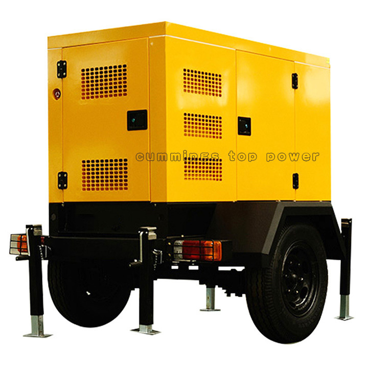 electric power 60hz 230V 64kw 80kva silent trailer type diesel generator 4 wheels with famous engine