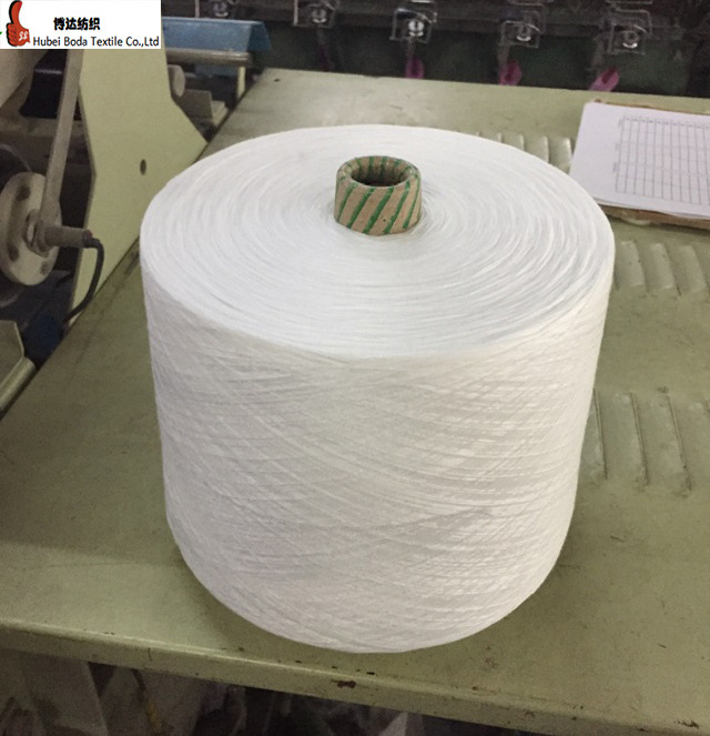 factory sale Ne30s spun polyester virgin quality yarn/china raw white 302 303