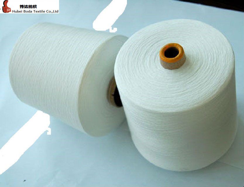 factory sale Ne30s spun polyester virgin quality yarn/china raw white 302 303