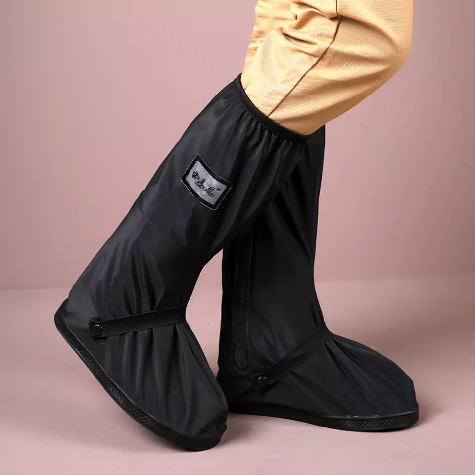 Fashion PVC Long antislip motorcycle rain overshoe non slip Overshoes hiking Reusable Waterproof Boot cover with reflector