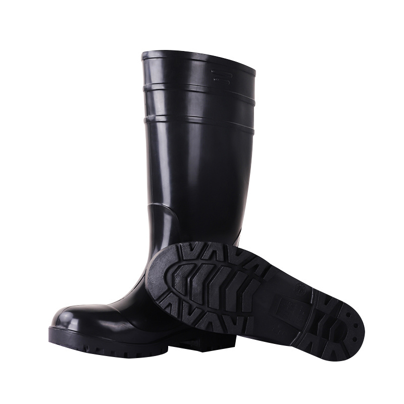 High boots black high factory direct pvc boots with steel toe rain boots for men