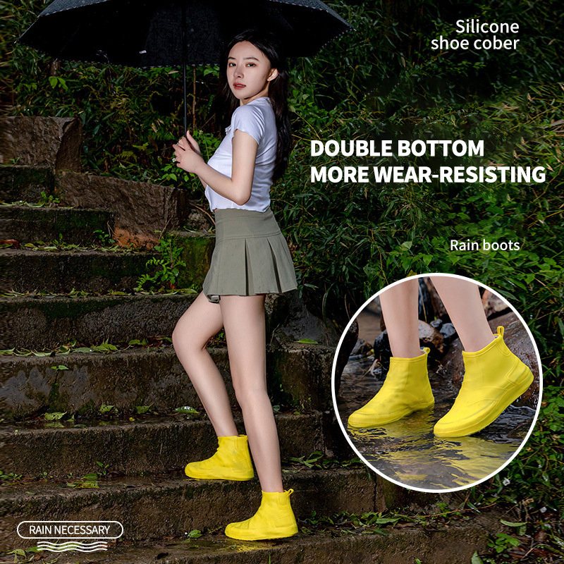 Waterproof Unisex Reusable Rubber Shoes Anti Slip Sneaker Silicone Shoe Cover Kids Rain Boots Protectors For Women Men