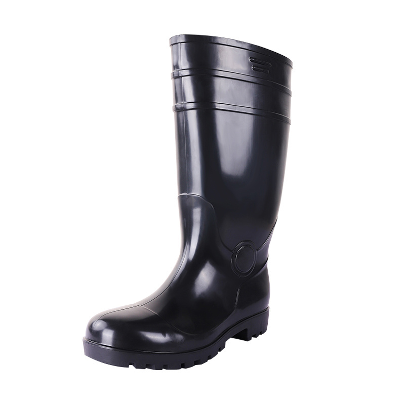 High boots black high factory direct pvc boots with steel toe rain boots for men