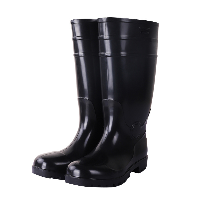 High boots black high factory direct pvc boots with steel toe rain boots for men