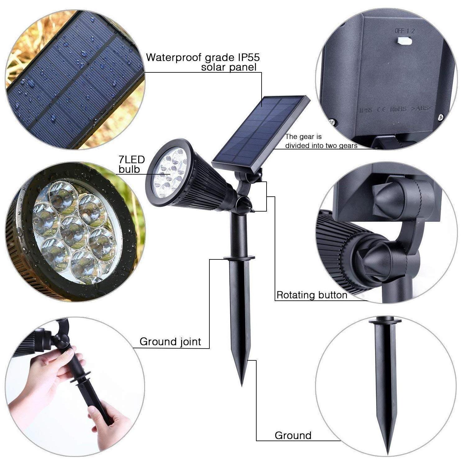 Outdoor lights IP65 Solar Landscape Spotlights Solar Powered Wall Lights 2-in-1 Wireless Solar Lawn Lamp For Decoration