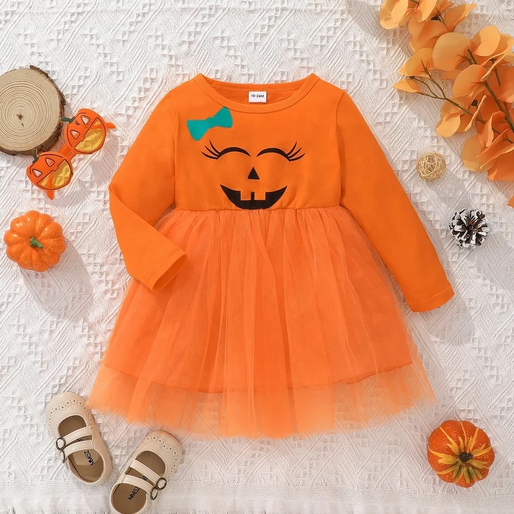 Custom Made Cheap Children toddler costumes halloween party fancy polyester cotton long sleeve sweet Tulle Dress for kids girls