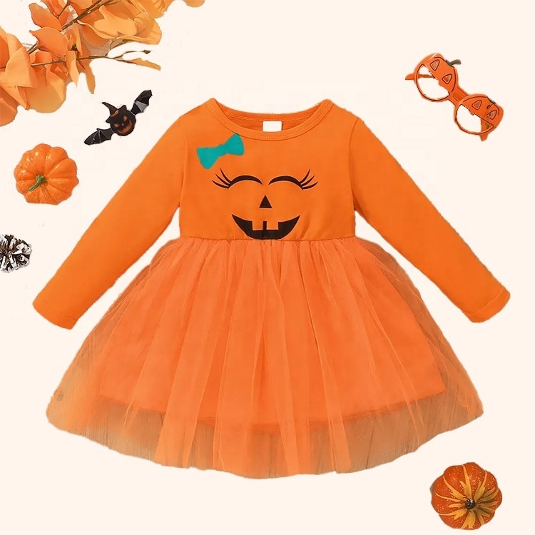 Custom Made Cheap Children toddler costumes halloween party fancy polyester cotton long sleeve sweet Tulle Dress for kids girls