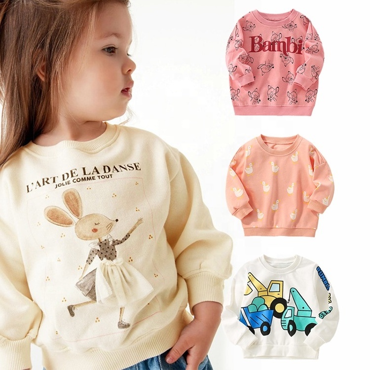 custom children Popular O Neck Long Sleeve Cartoon printing fall sweatshirt kids pullover oversized sweatshirt for kids girls