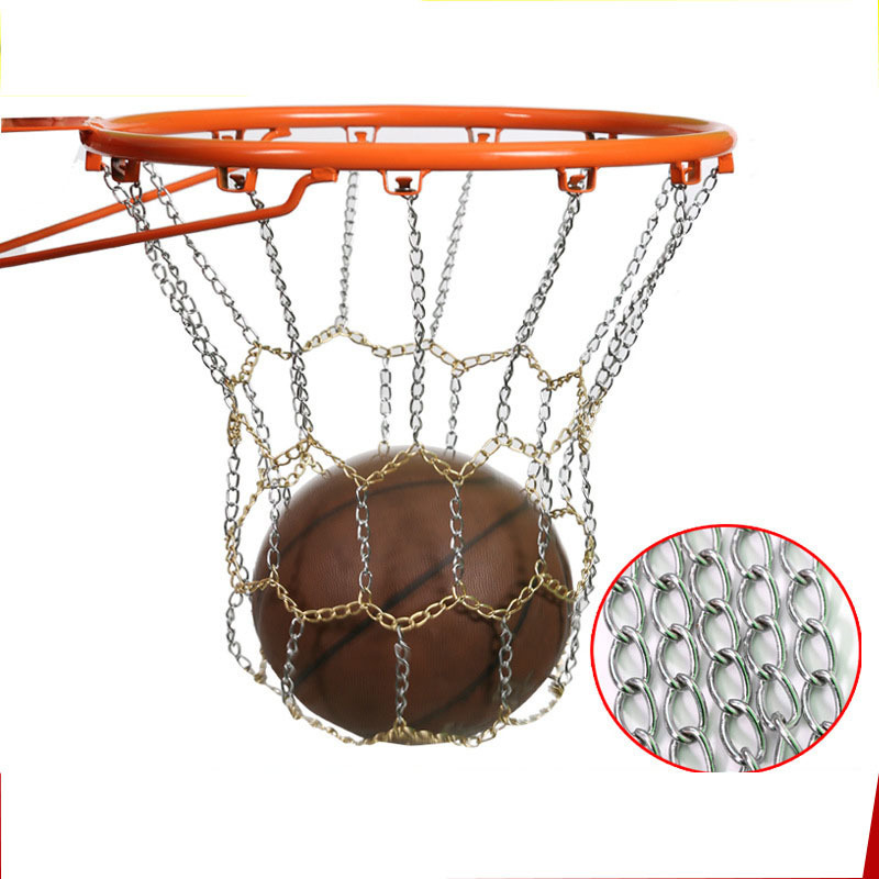 indoor outdoor 50cm heavy duty metal chain silver golden basketball rim net