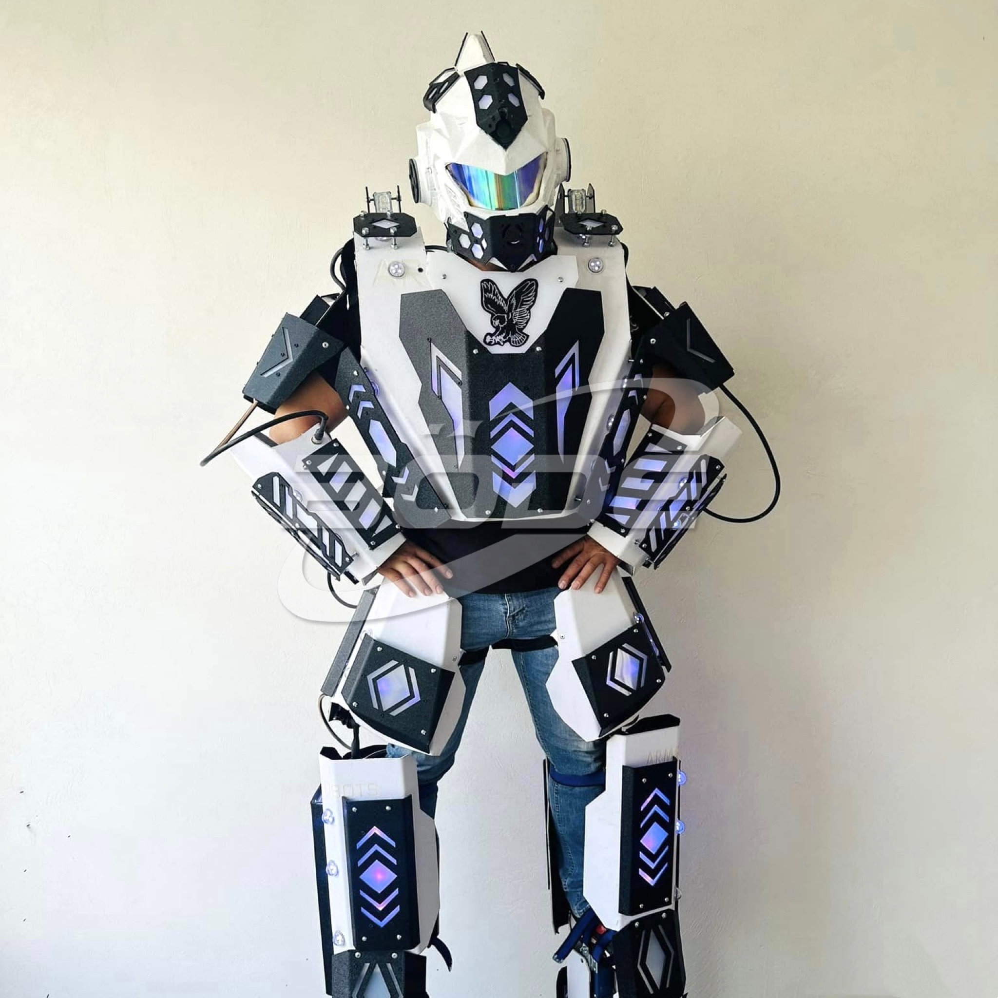 Hot selling LED mecha stilts costume party nightclub stilts costume adult character bany LED robot costume suit