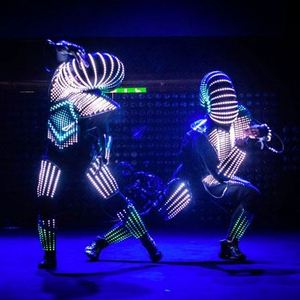 LED Robot Costume led Clothes Stilts Walker Costume LED Suit Costume with Helmet and Laser Gloves