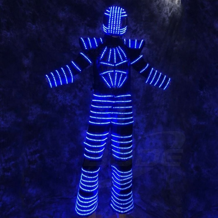 Party Clothes Stilt Walking Traje De Robot Luminous Suit Jacket Chest Display Helmet Laser Led Robot Costume